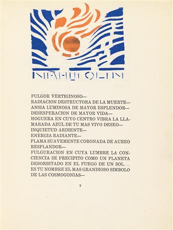 (MEXICO.) OLIN, NAHUI [Pseud. of Carmen Mondragón.] Optica Cerebral: Poemas Dinámicos.